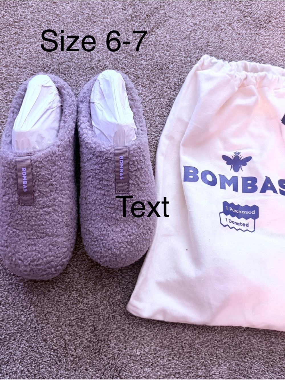 Bombas Lilac color Sherpa Slip-On House Slippers Sz 6-7 BRAND NEW - Picture 1 of 1